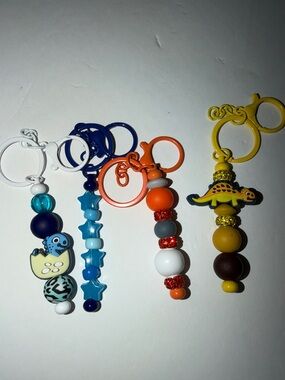 Colorful Kids Key & Card Holder Charm Set - Yellow, Orange, Blue, White